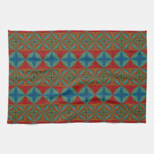 Boho Abstrakt Hippie Coola Red Blue Ethnic Trippy Kökshandduk