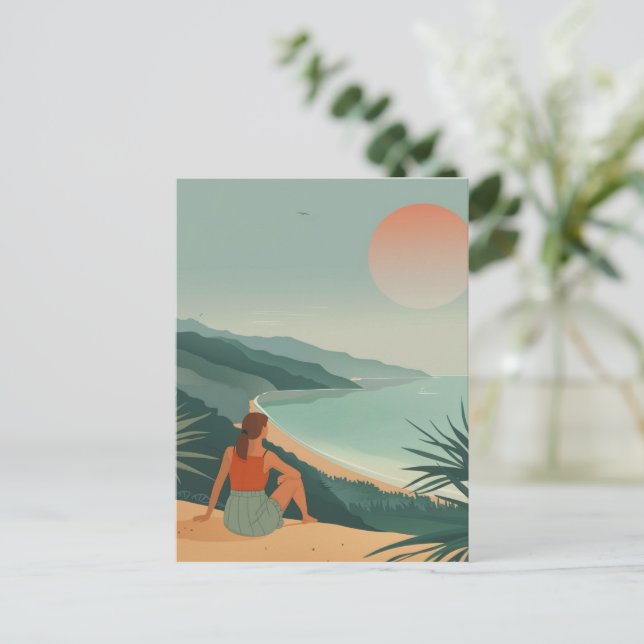 Boho abstrakt landskap (9) vykort (Stående Fram)
