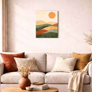Boho Abstrakt Landskap Jordton Öken Poster