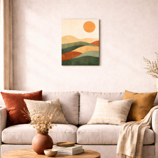 Boho Abstrakt Landskap Jordton Öken Poster