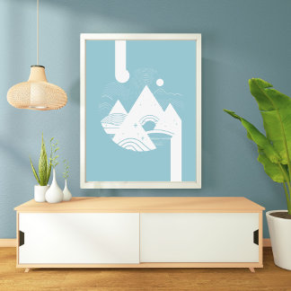 Boho Abstrakt Ligcape Måne Poster