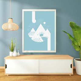 Boho Abstrakt Ligcape Måne Poster