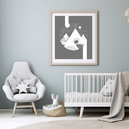 Boho Abstrakt Ligcape Måne Poster