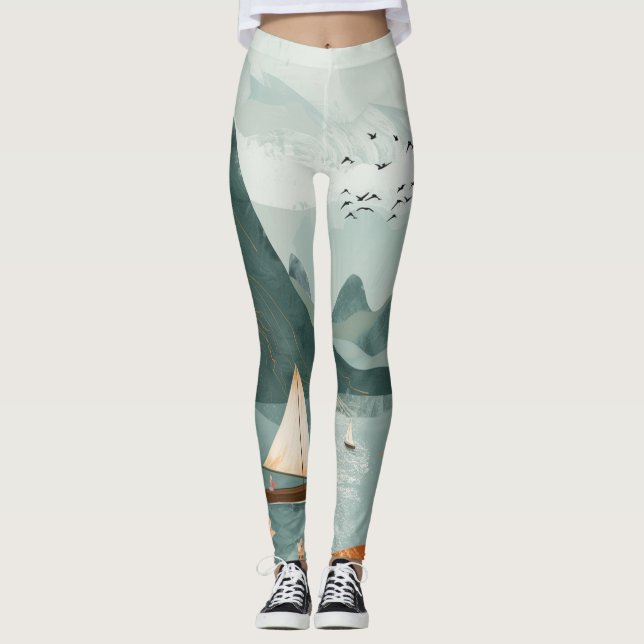 Boho Abstrakt liggande (11) Leggings (Framsida)