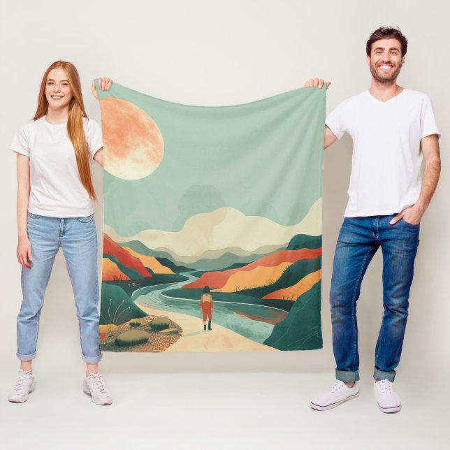 Boho Abstrakt liggande (14) Fleecefilt (På plats)