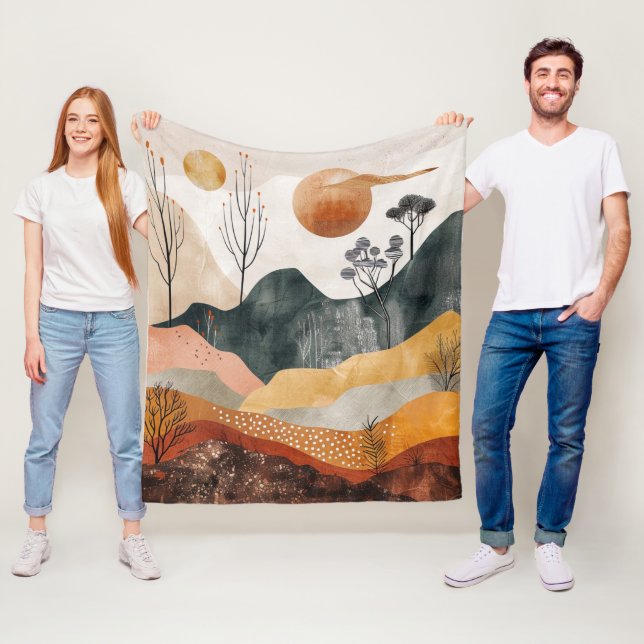 Boho Abstrakt liggande (15) Fleecefilt (På plats)