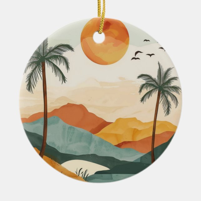 Boho Abstrakt liggande (16) Julgransprydnad Keramik (Framsidan)