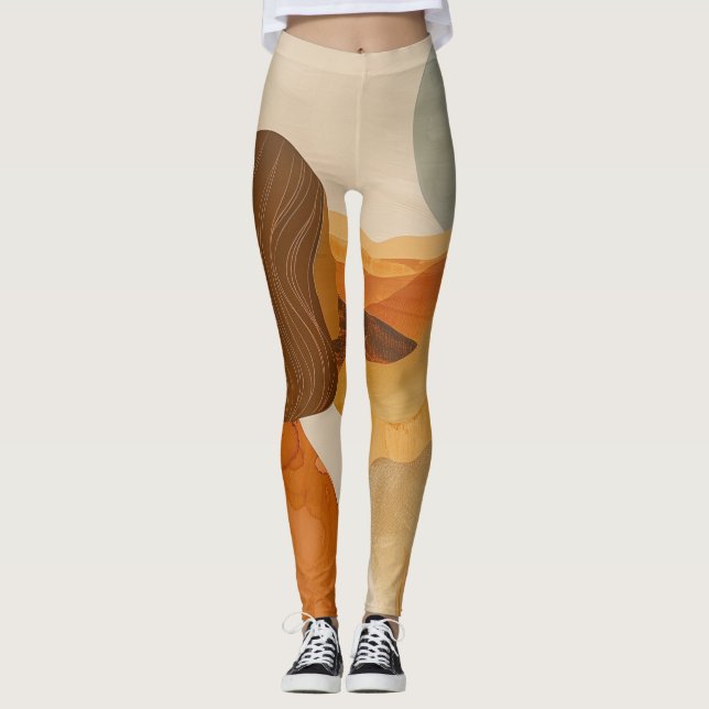 Boho Abstrakt liggande (17) Leggings (Framsida)