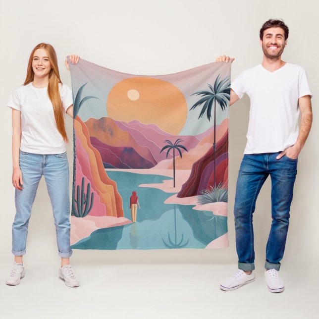 Boho Abstrakt liggande (18) Fleecefilt (På plats)