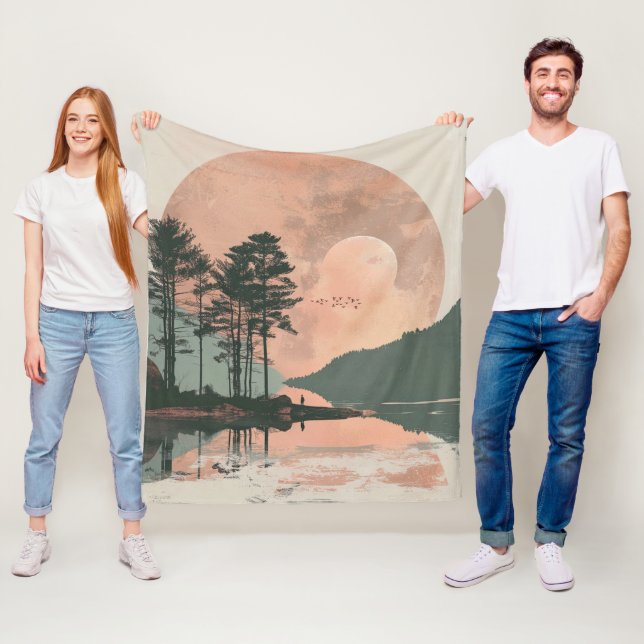 Boho Abstrakt liggande (1) Fleecefilt (På plats)