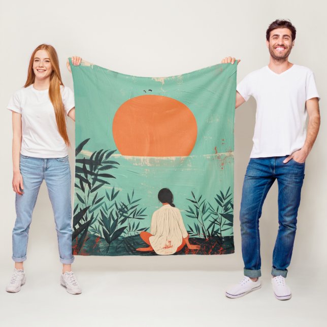 Boho Abstrakt liggande (22) Fleecefilt (På plats)