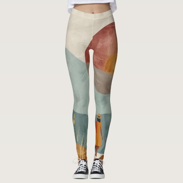 Boho Abstrakt liggande (23) Leggings (Framsida)
