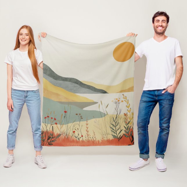 Boho Abstrakt liggande (25) Fleecefilt (På plats)