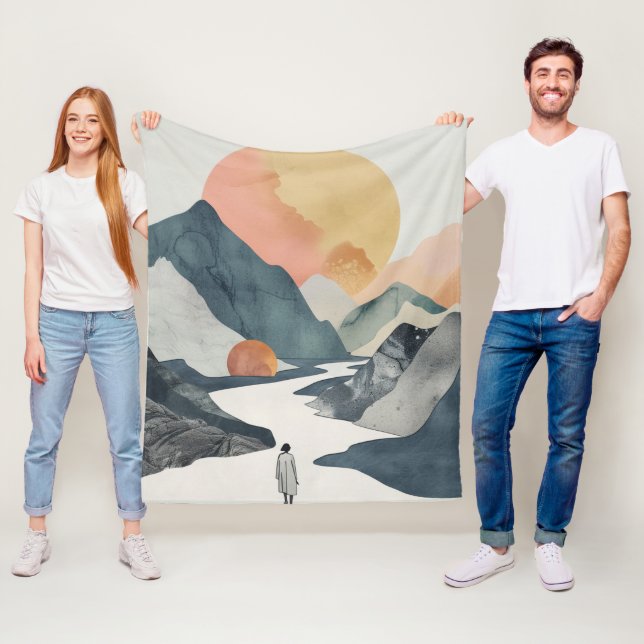 Boho Abstrakt liggande (2) Fleecefilt (På plats)