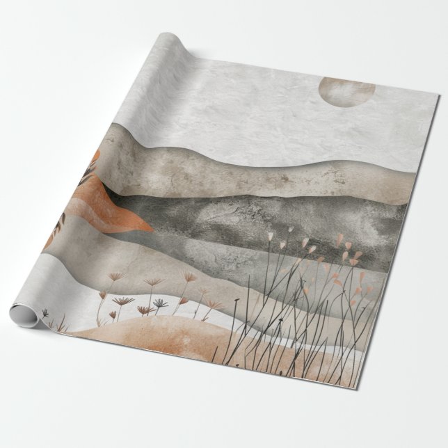 Boho Abstrakt liggande (3) Presentpapper (Utrullad)
