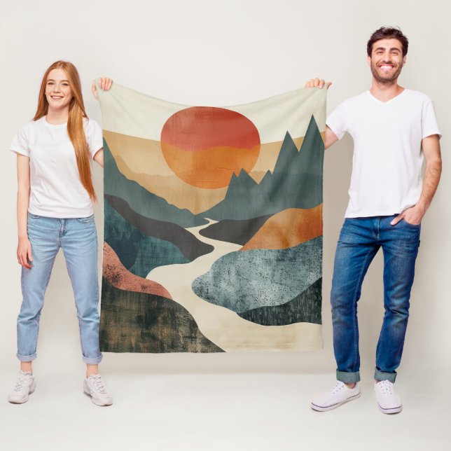 Boho Abstrakt liggande (5) Fleecefilt (På plats)