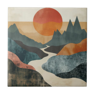 Boho Abstrakt liggande (5) Kakelplatta