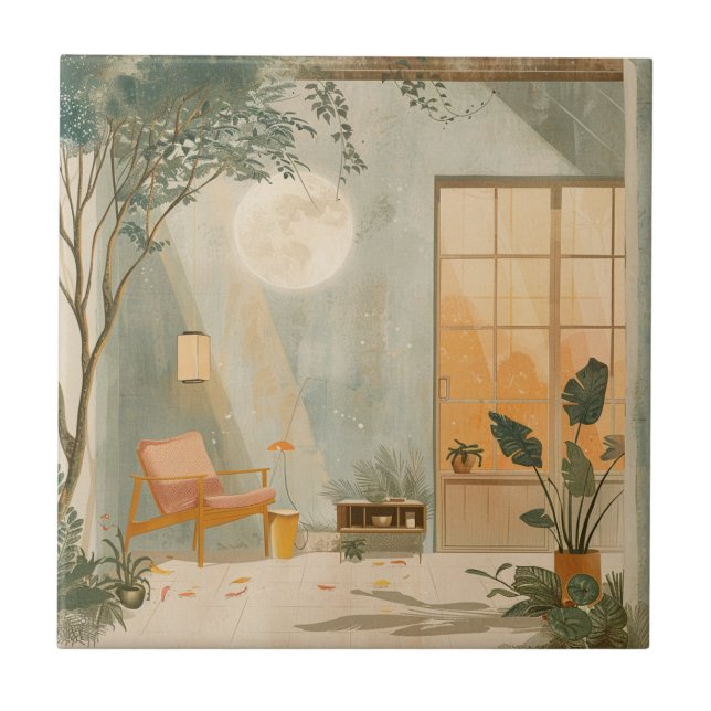 Boho Abstrakt liggande (6) Kakelplatta (Framsidan)