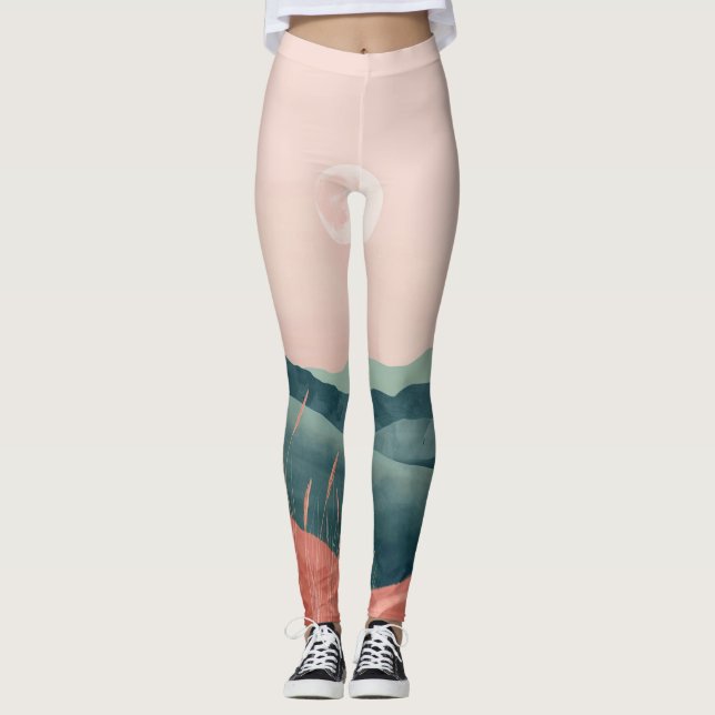 Boho Abstrakt liggande (7) Leggings (Framsida)