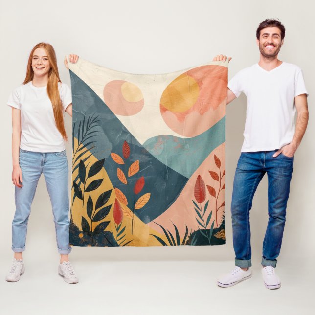 Boho Abstrakt liggande (8) Fleecefilt (På plats)