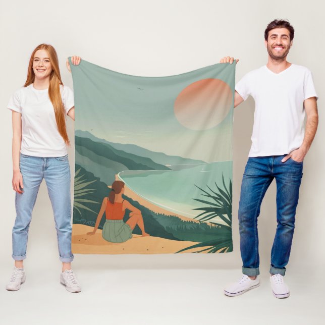 Boho Abstrakt liggande (9) Fleecefilt (På plats)
