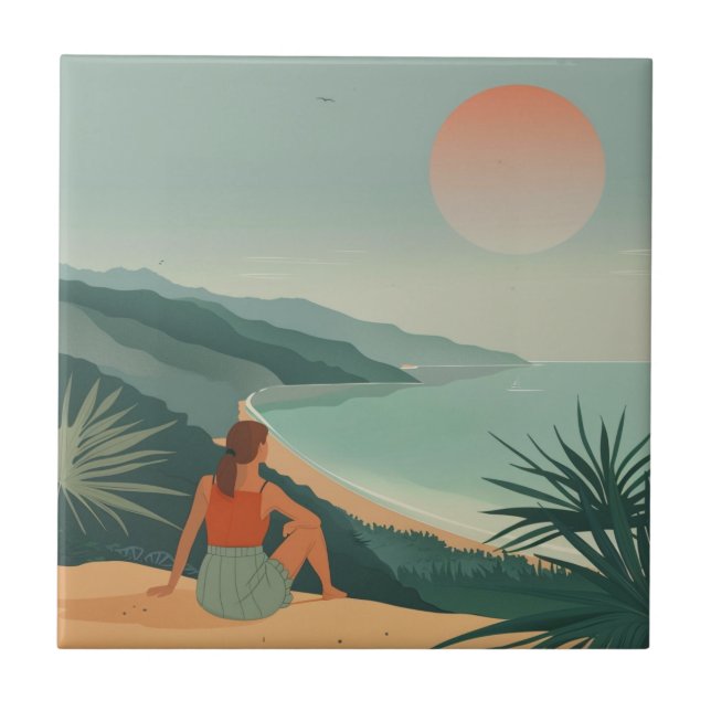 Boho Abstrakt liggande (9) Kakelplatta (Framsidan)