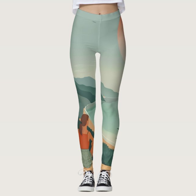 Boho Abstrakt liggande (9) Leggings (Framsida)