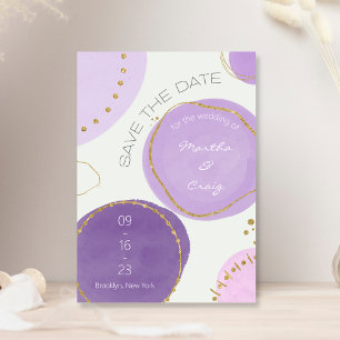 Boho Abstrakt Lila Guld Watercolor Circles Spara Datumet