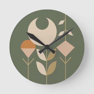 Boho Abstrakt Lily Rund Klocka