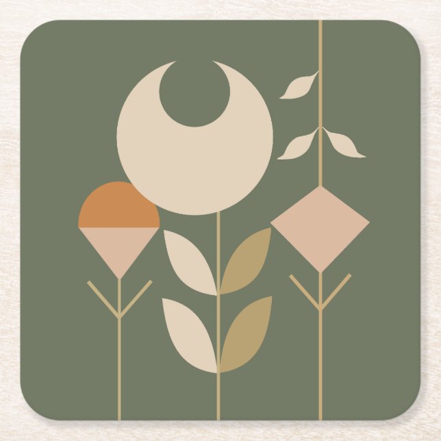 Boho Abstrakt Lily Underlägg Papper Kvadrat (Framsidan)