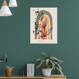 Boho Abstrakt Minimalist Plant Poster