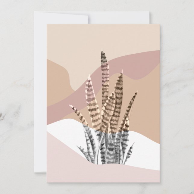 Boho Abstrakt Modern Sukkulent Julkort (Framsida)