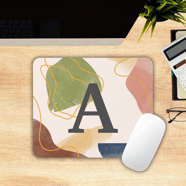 Boho Abstrakt Mönster Monogram Musmattor (Boho Abstract Pattern Monogrammed Mousepad
)