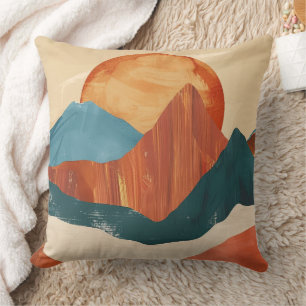 Boho Abstrakt Mountain liggande med Sol Kudde