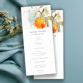 Boho Abstrakt Orange Garden Wedding Programme Inbjudningar
