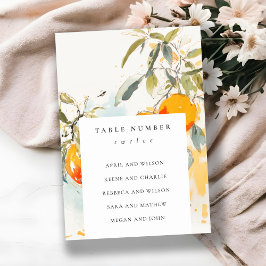 Boho Abstrakt Orange Garden Wedding Seating Bordsnummer