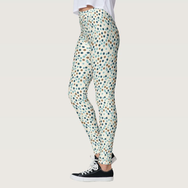 Boho Abstrakt Polka Dot Mönster Leggings (Vänster)