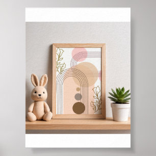 Boho Abstrakt Regnbåge & Blommig Barnkammare Väggk Poster