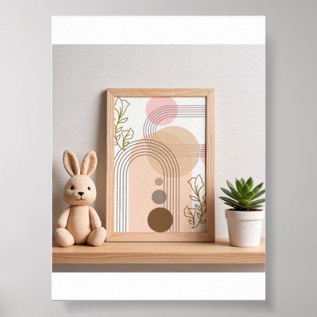 Boho Abstrakt Regnbåge & Blommig Barnkammare Väggk Poster (Framsidan)