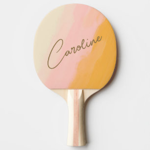 Boho Abstrakt Rosa Gul Skript Anpassat Namn Pingisracket