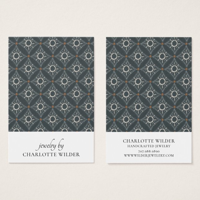 Boho Abstrakt Shapes Charcol Earring Visning Card Visitkort (Framsida & baksida)