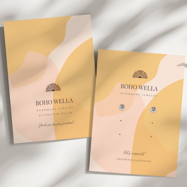 Boho Abstrakt Shapes Earring Visning med Logotyp Visitkort (Skapare uppladdad)