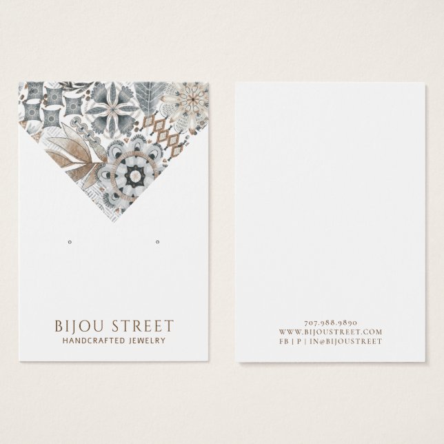 Boho Abstrakt Shapes Earthy Earring Visning Card Visitkort (Framsida & baksida)