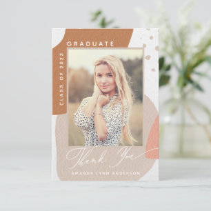 Boho Abstrakt Shapes Photo Studenten Tack Kort