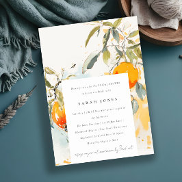 Boho Abstrakt Sketchy Orange Garden Morgon efter Inbjudningar