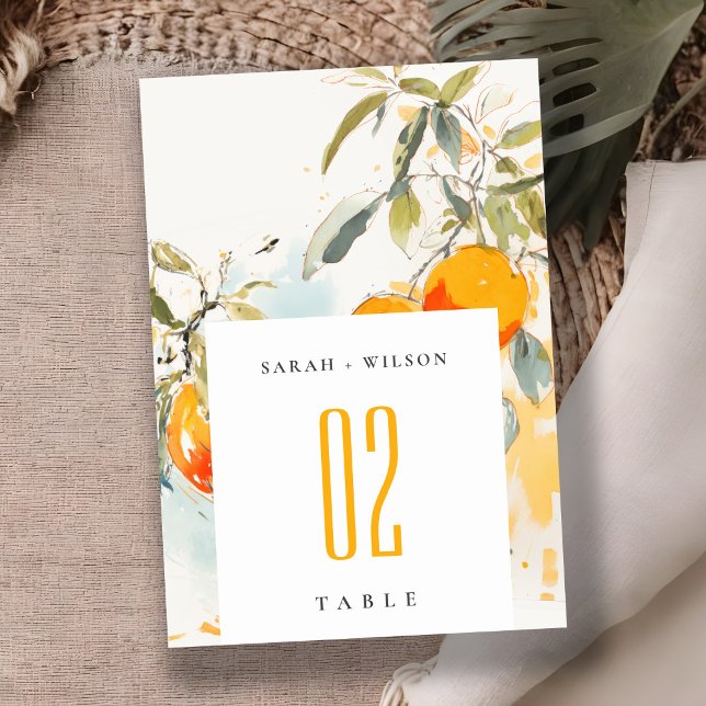 Boho Abstrakt Sketchy Orange Garden Wedding Bordsnummer (Skapare uppladdad)