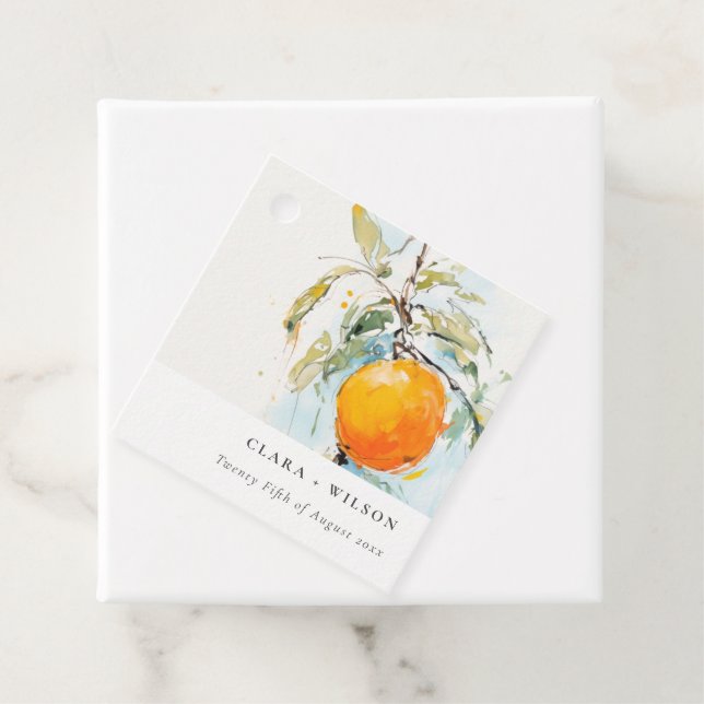 Boho Abstrakt Sketchy Orange Garden Wedding Gåvor Etiketter (På plats)