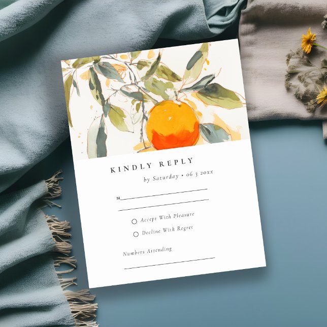 Boho Abstrakt Sketchy Orange Garden Wedding OSA Kort (Skapare uppladdad)