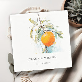 Boho Abstrakt Sketchy Orange Garden Wedding Pappersservett