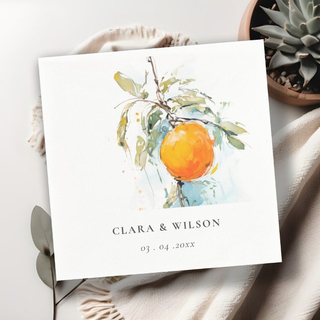 Boho Abstrakt Sketchy Orange Garden Wedding Pappersservett (Skapare uppladdad)